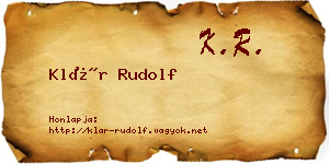 Klár Rudolf névjegykártya